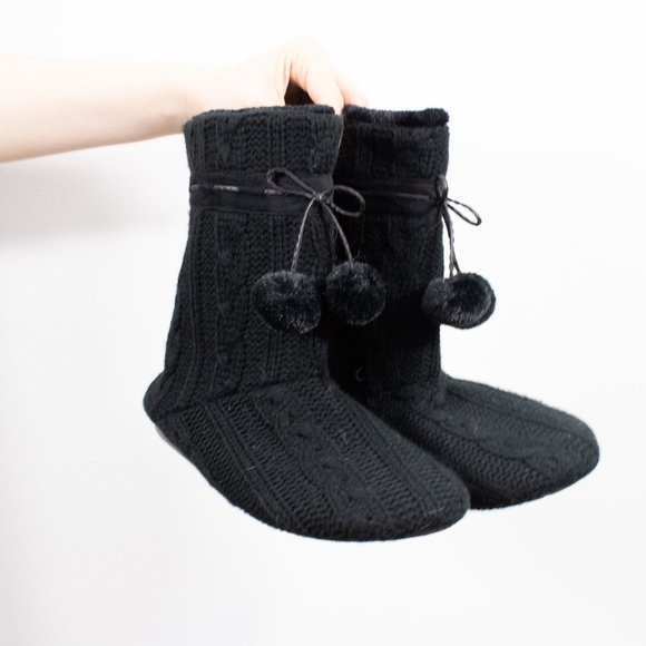 *Patti G Black Slipper Booties - Picture 1 of 7
